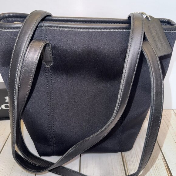 Vintage Coach Black Neoprene Leather Trim Lunch Tote Bag 11x10” E84-6201 VGUC - Picture 3 of 6